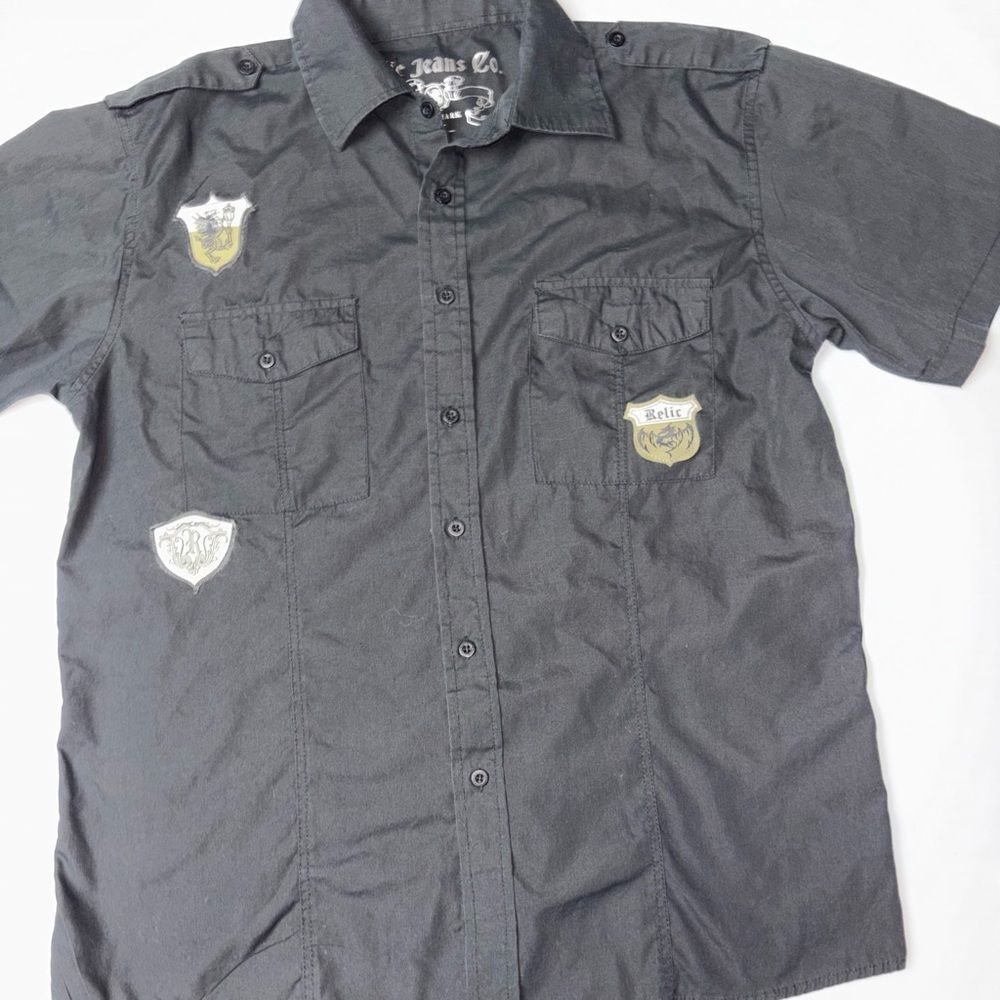 Relic Men's Dark Gray Casual Button Down Shirt